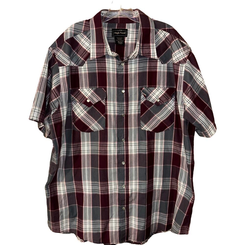 High Noon men’s plaid pearl snap western shirt (XL)